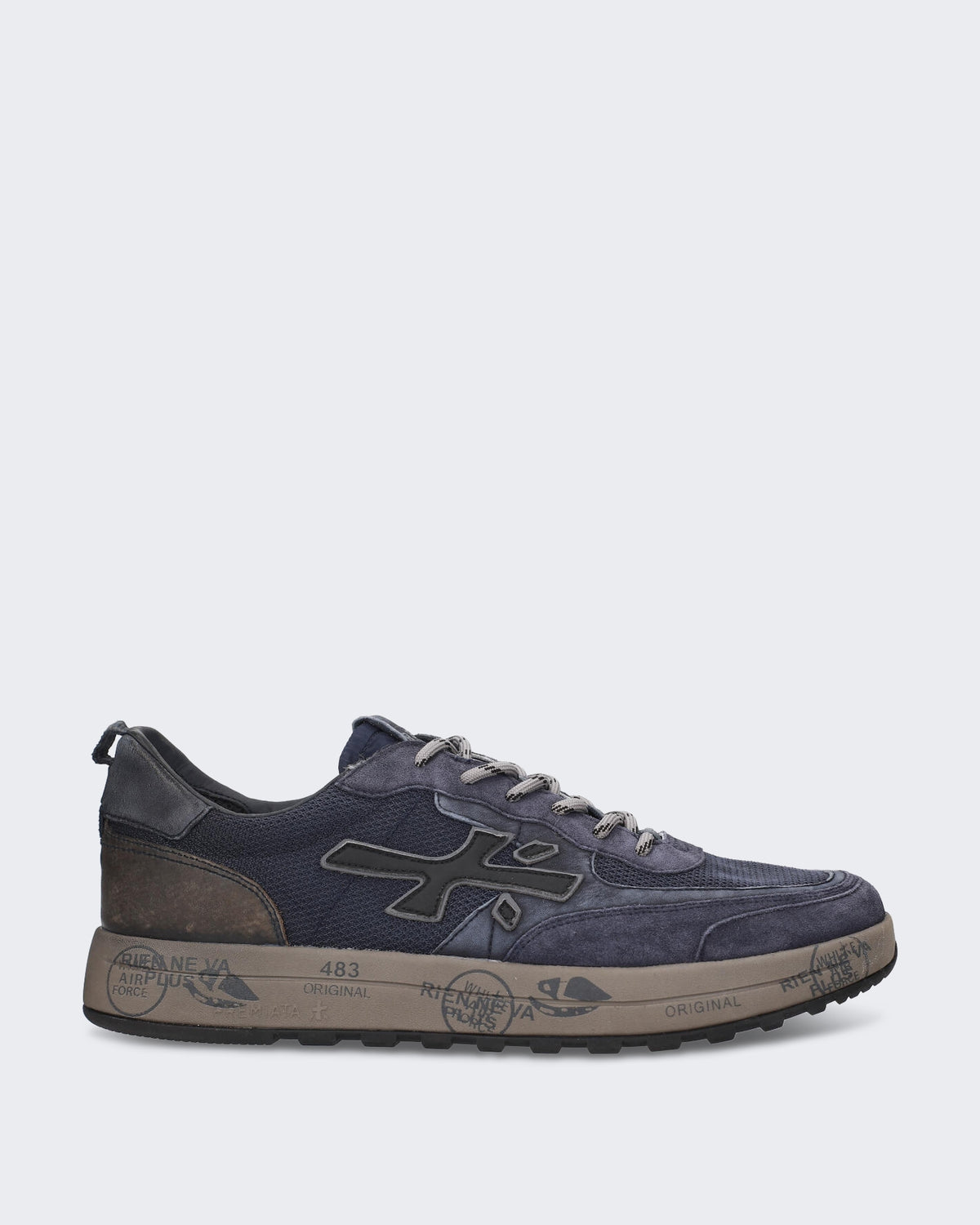 Heren Donkerblauwe sneaker met vetersluiting Blauw