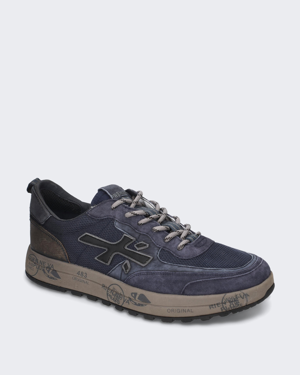 Heren Donkerblauwe sneaker met vetersluiting Blauw