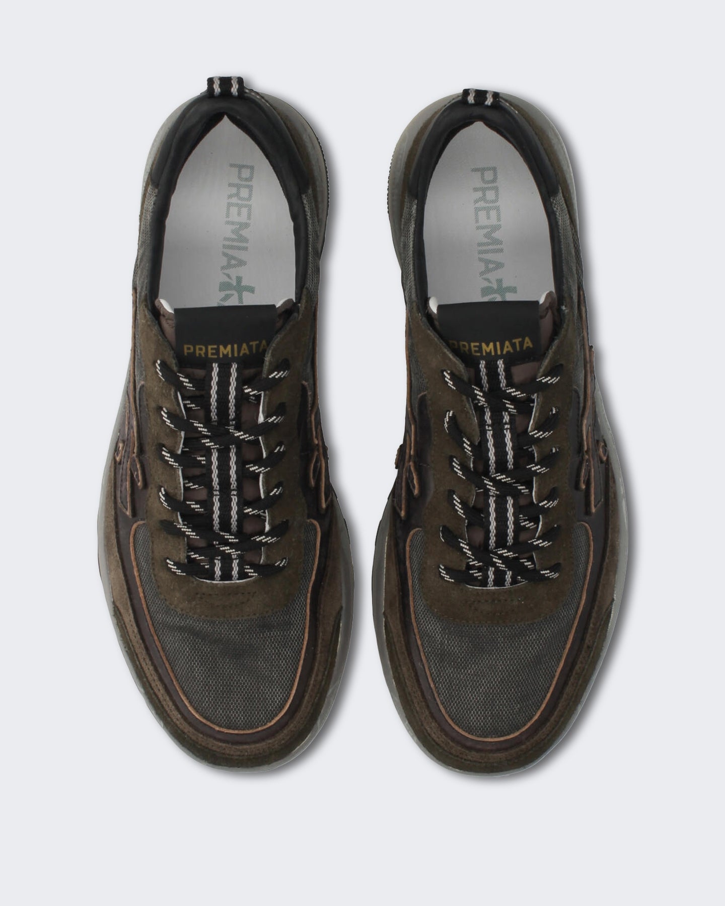 Heren Leren sneaker met multicolor details Bruin