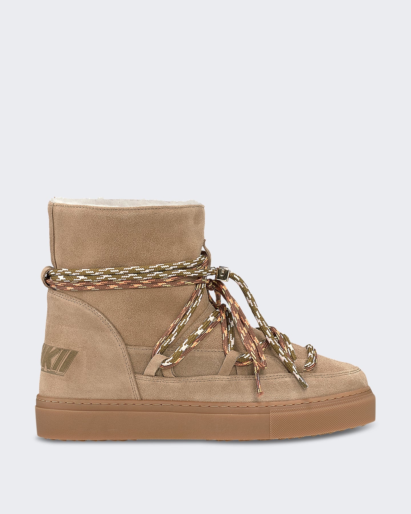 Dames Suède laars met dubbele veterstrik Beige
