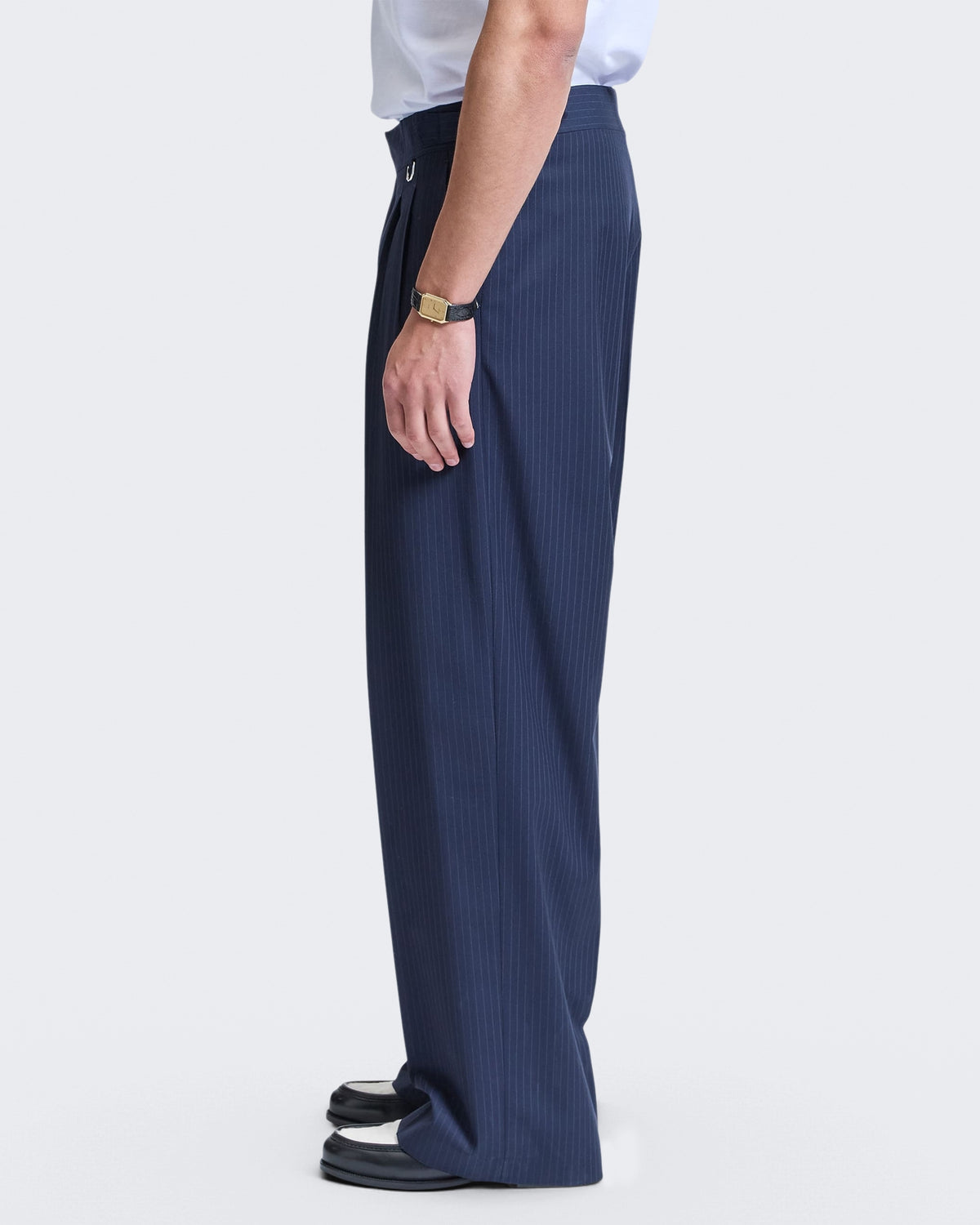 Herren Tailored Baggy Pants Pinstripe Blue
