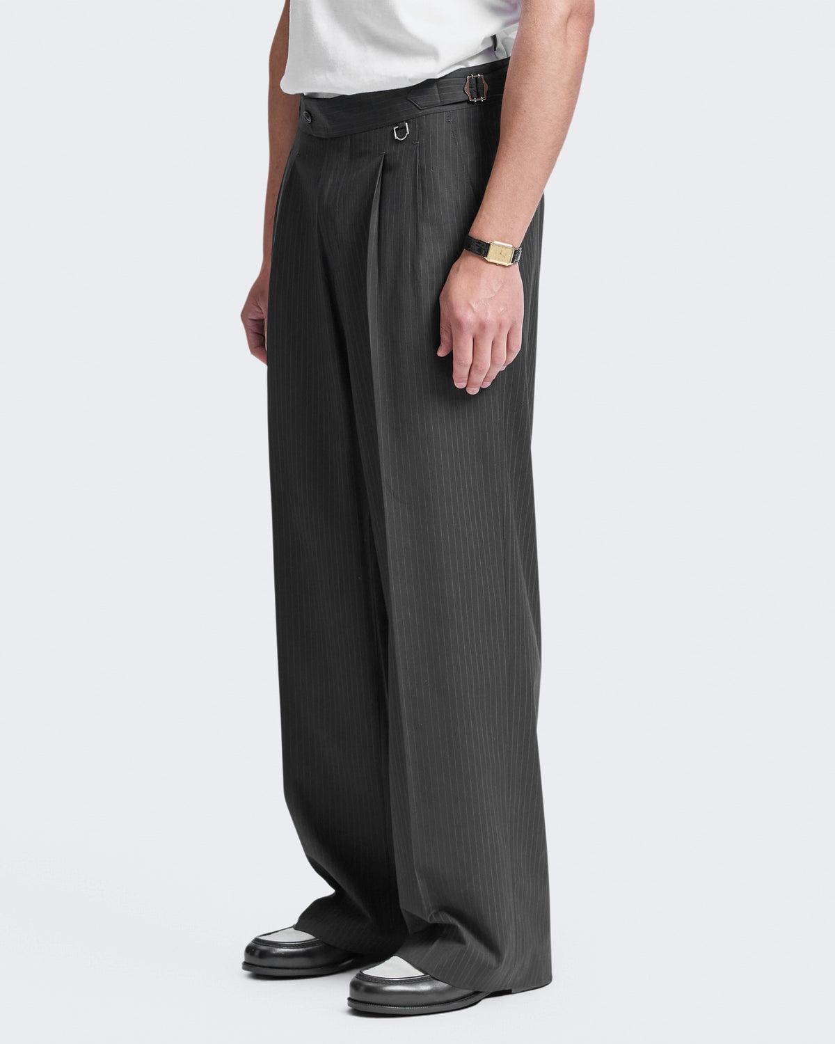 Herren Tailored Baggy Pants Pinstripe Grey