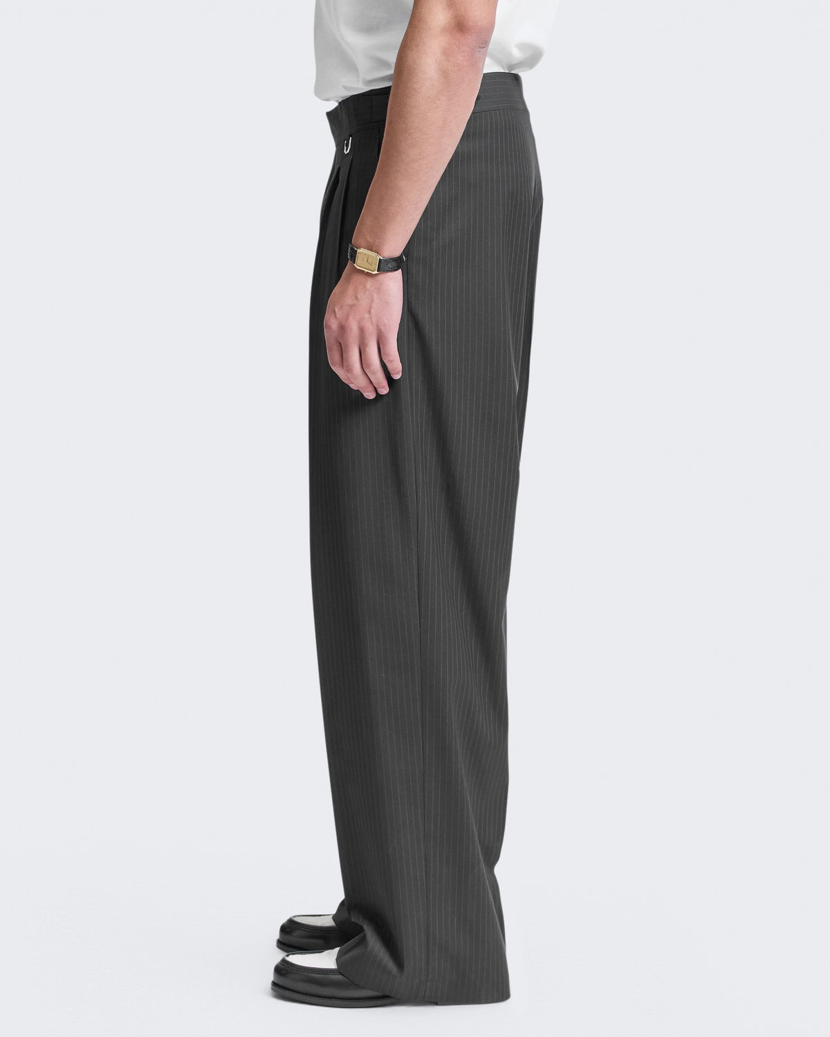 Herren Tailored Baggy Pants Pinstripe Grey