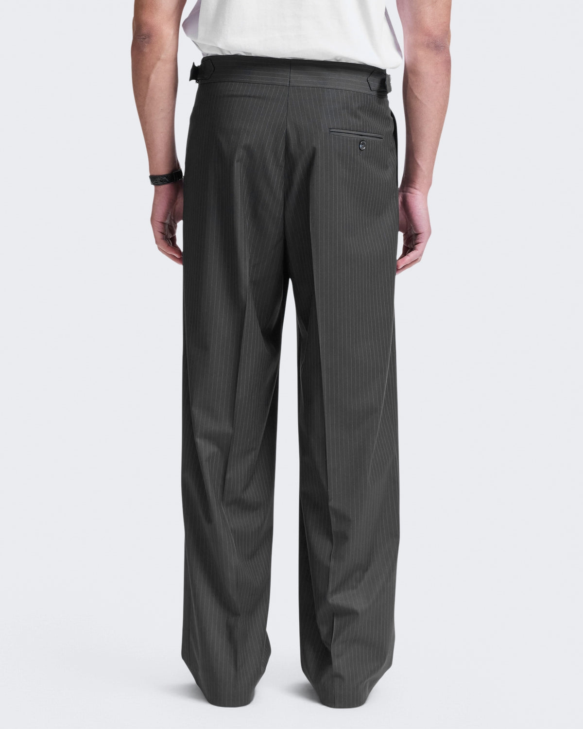 Herren Tailored Baggy Pants Pinstripe Grey