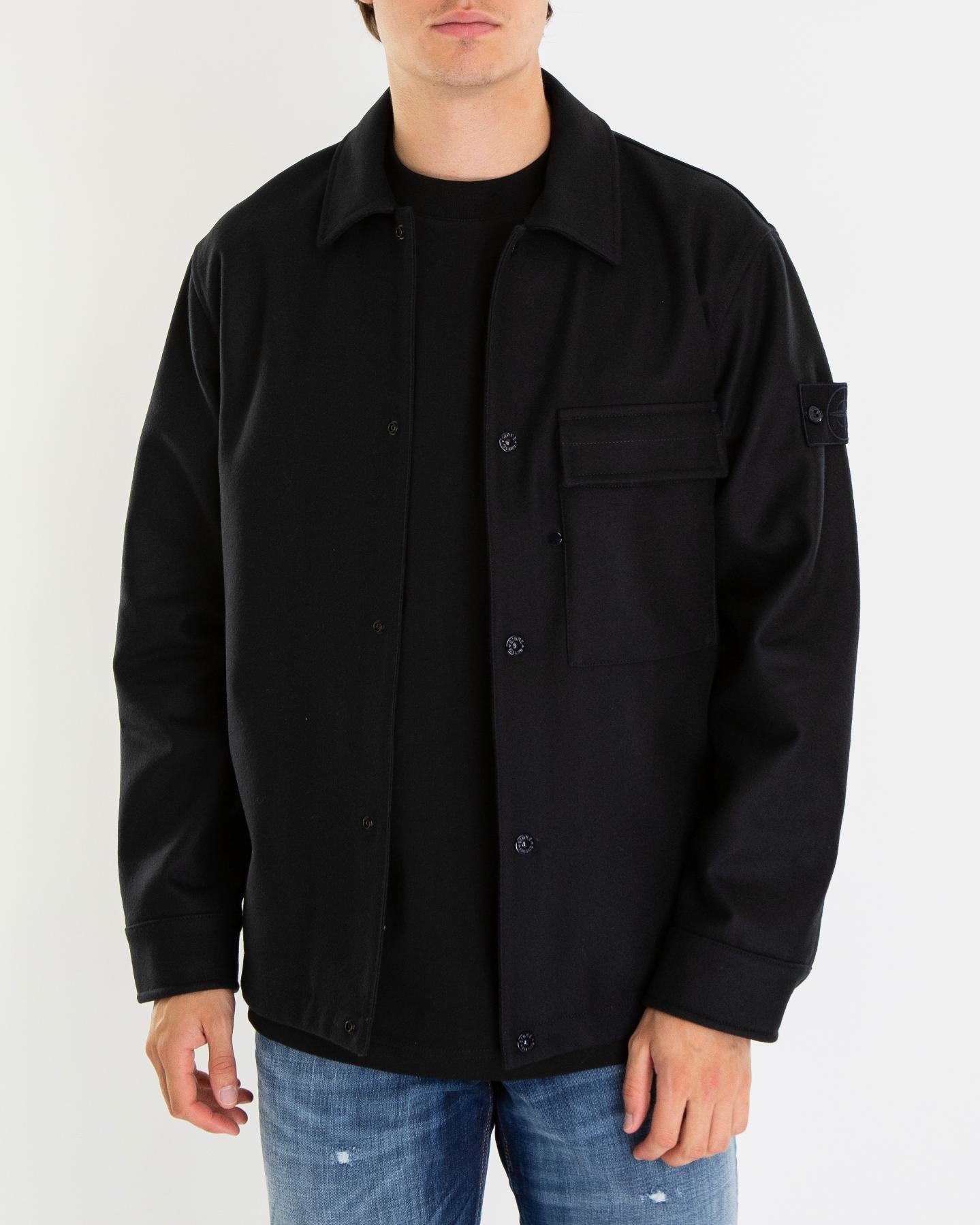 Heren BlackLogopatch Overshirt Zwart