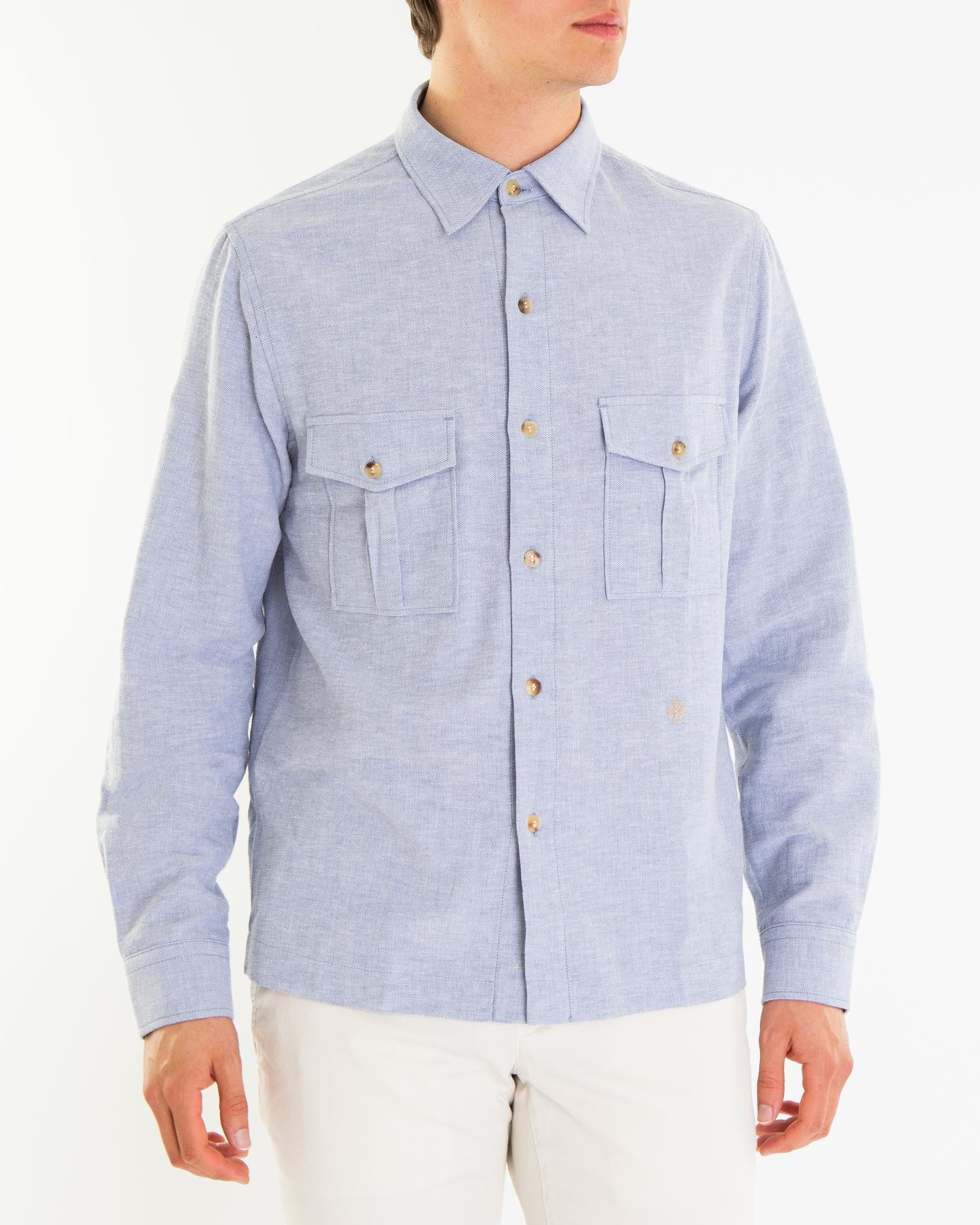 Heren Western Shirt Blauw
