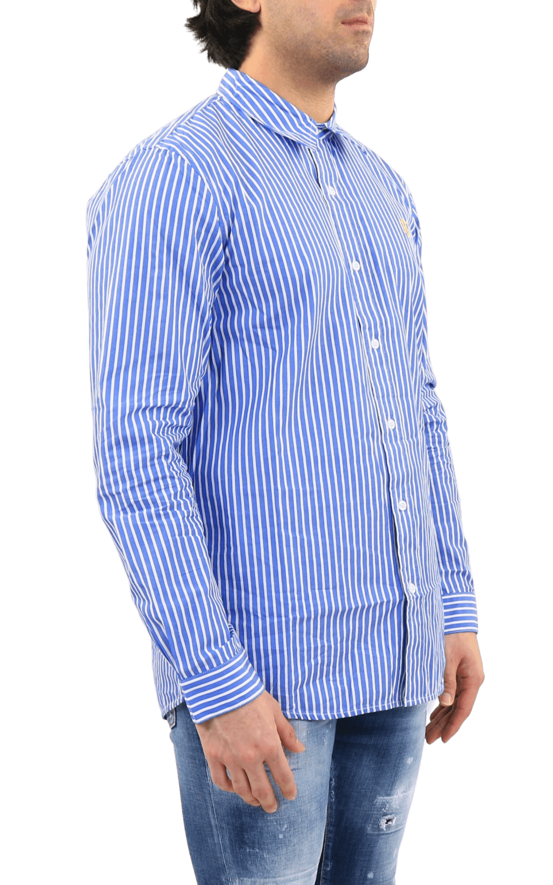 Heren Mambo Shirt Blauw/Wit