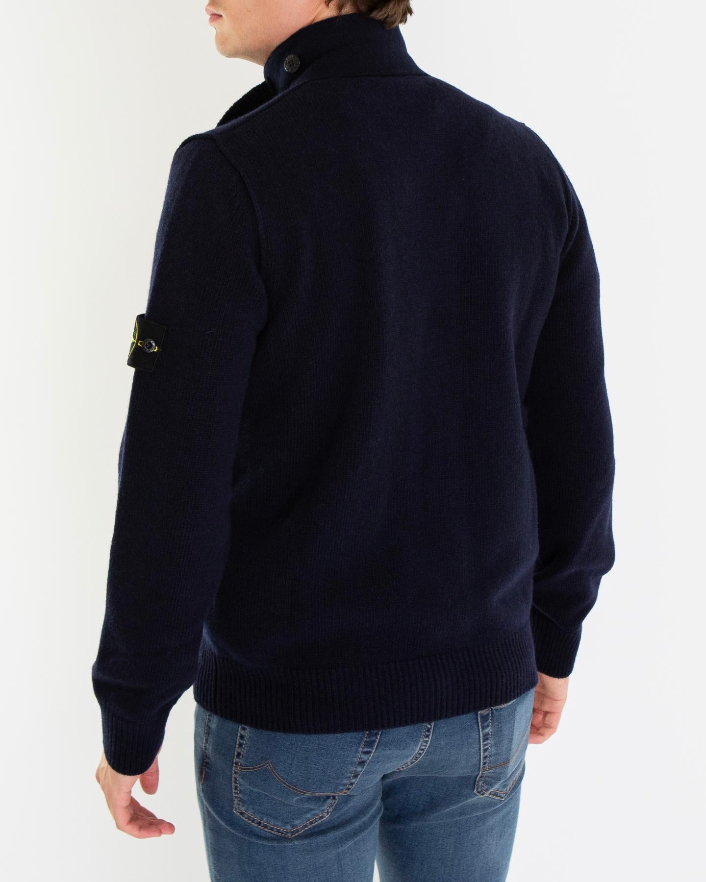 Heren Logo Patch Knit Cardigan Blauw