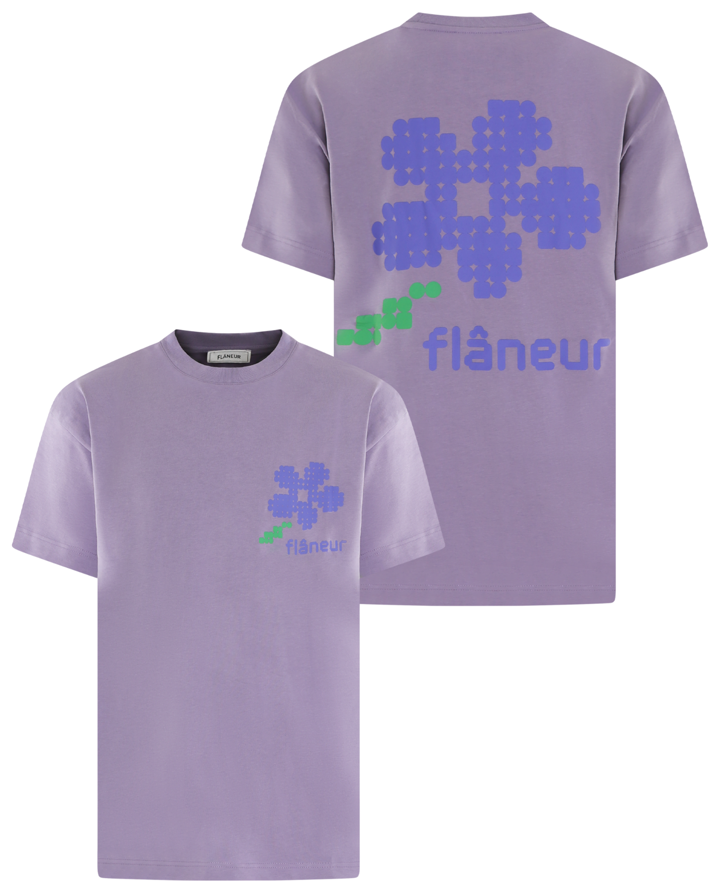 Heren Pixel Flower T-Shirt Paars