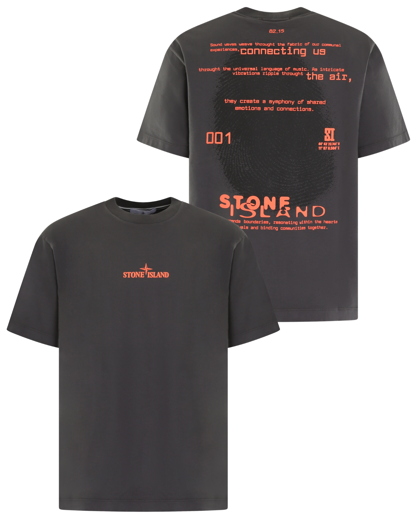 Heren Finger Print T-Shirt Grijs