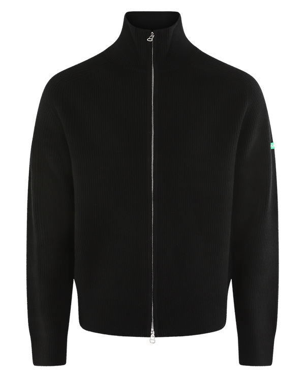 Heren Gebreide cardigan met badge-detail Zwart