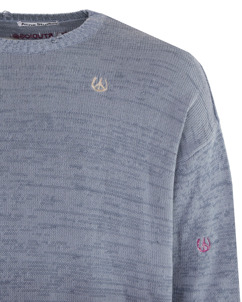 Heren Knitted Crewneck Jumper Blauw