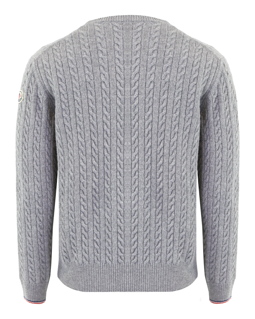 Heren Cable Knit Wool Jumper Grijs