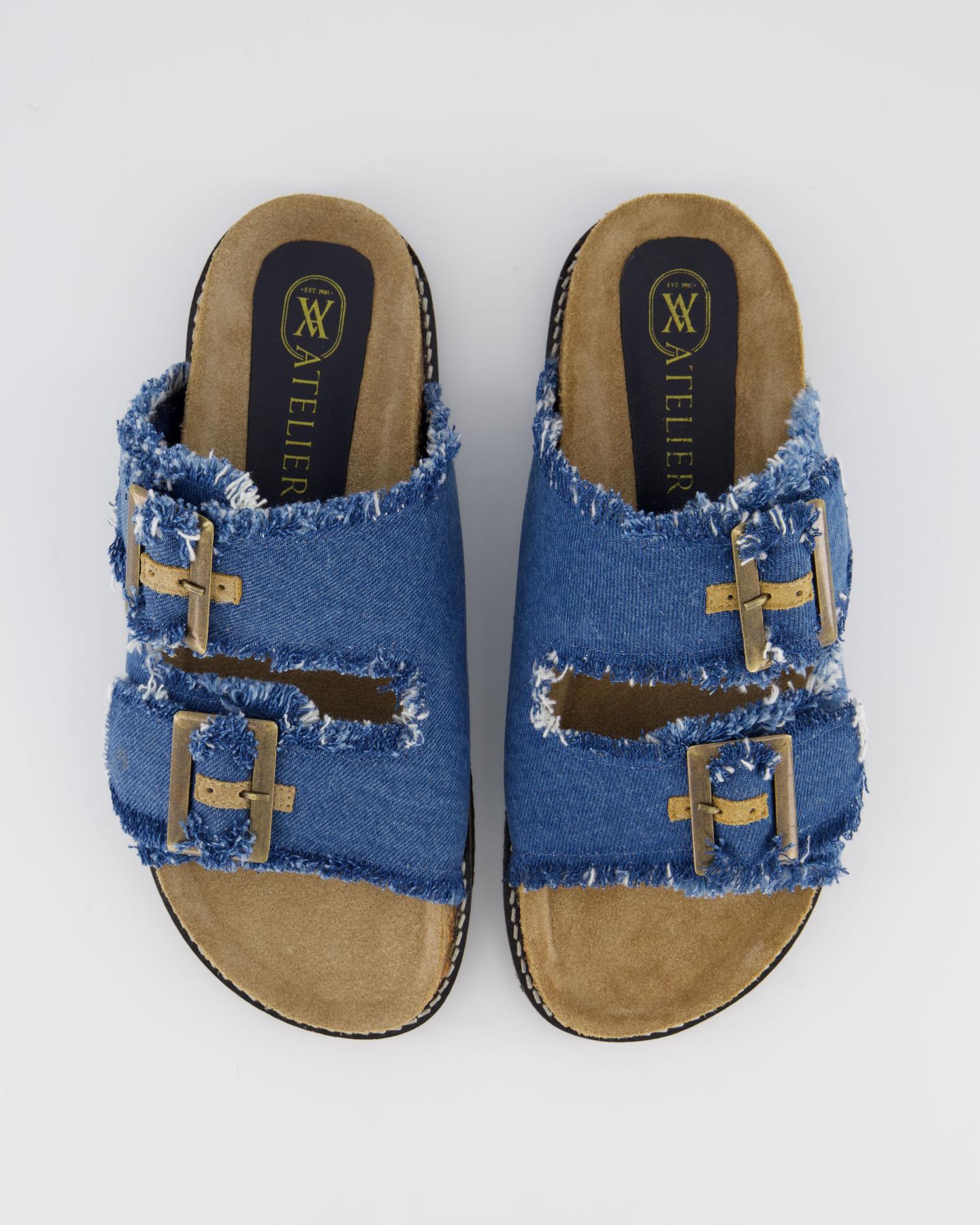 Dames Buckle Slipper Jeans Blauw