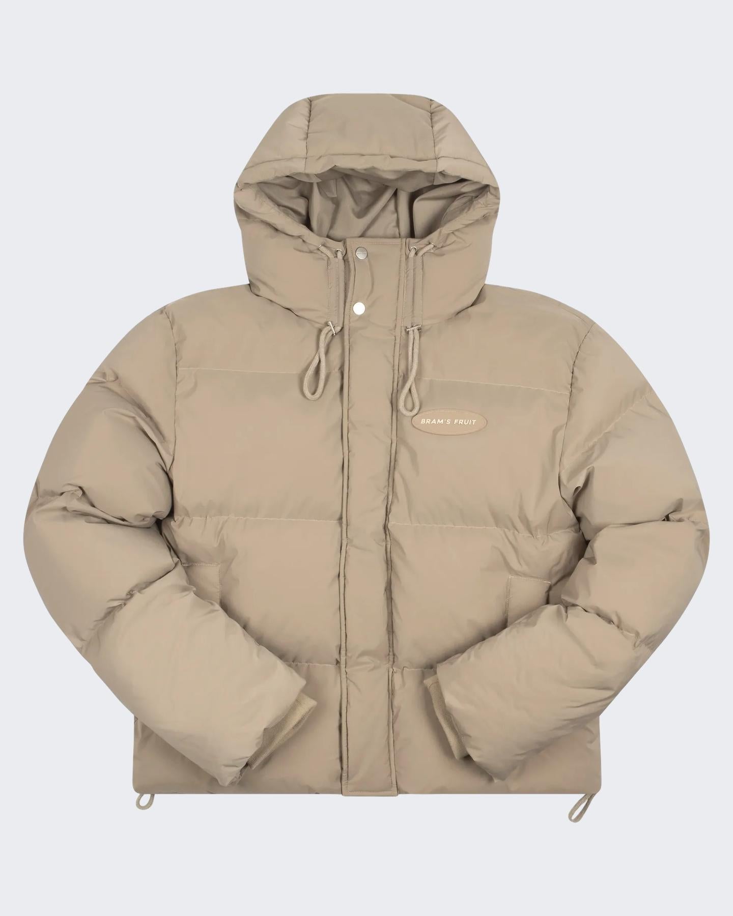 Heren Hooded Puffer Jacket Beige