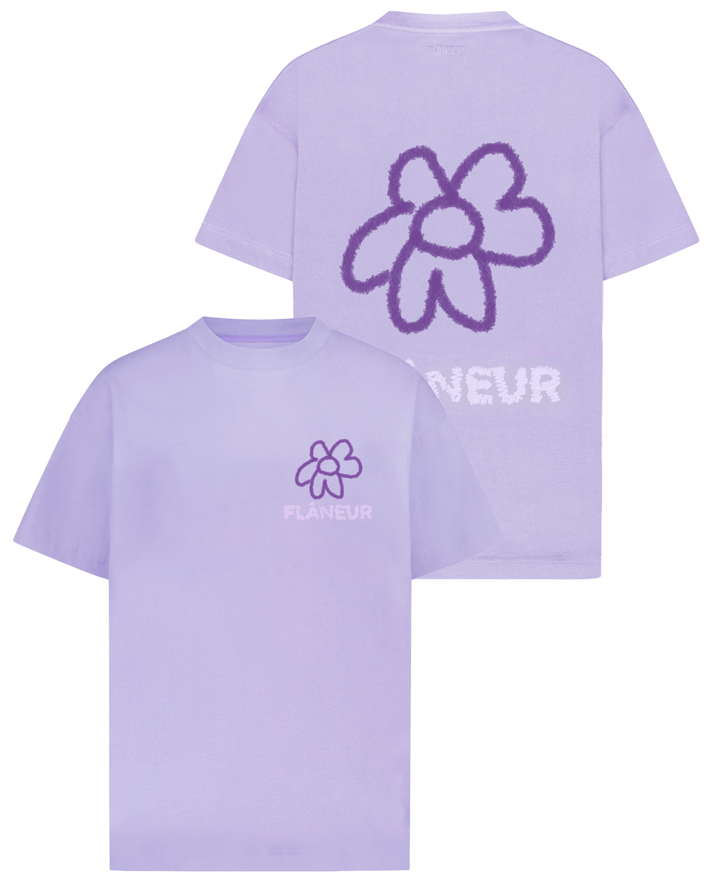 Heren Flower Doodle T-Shirt Purple