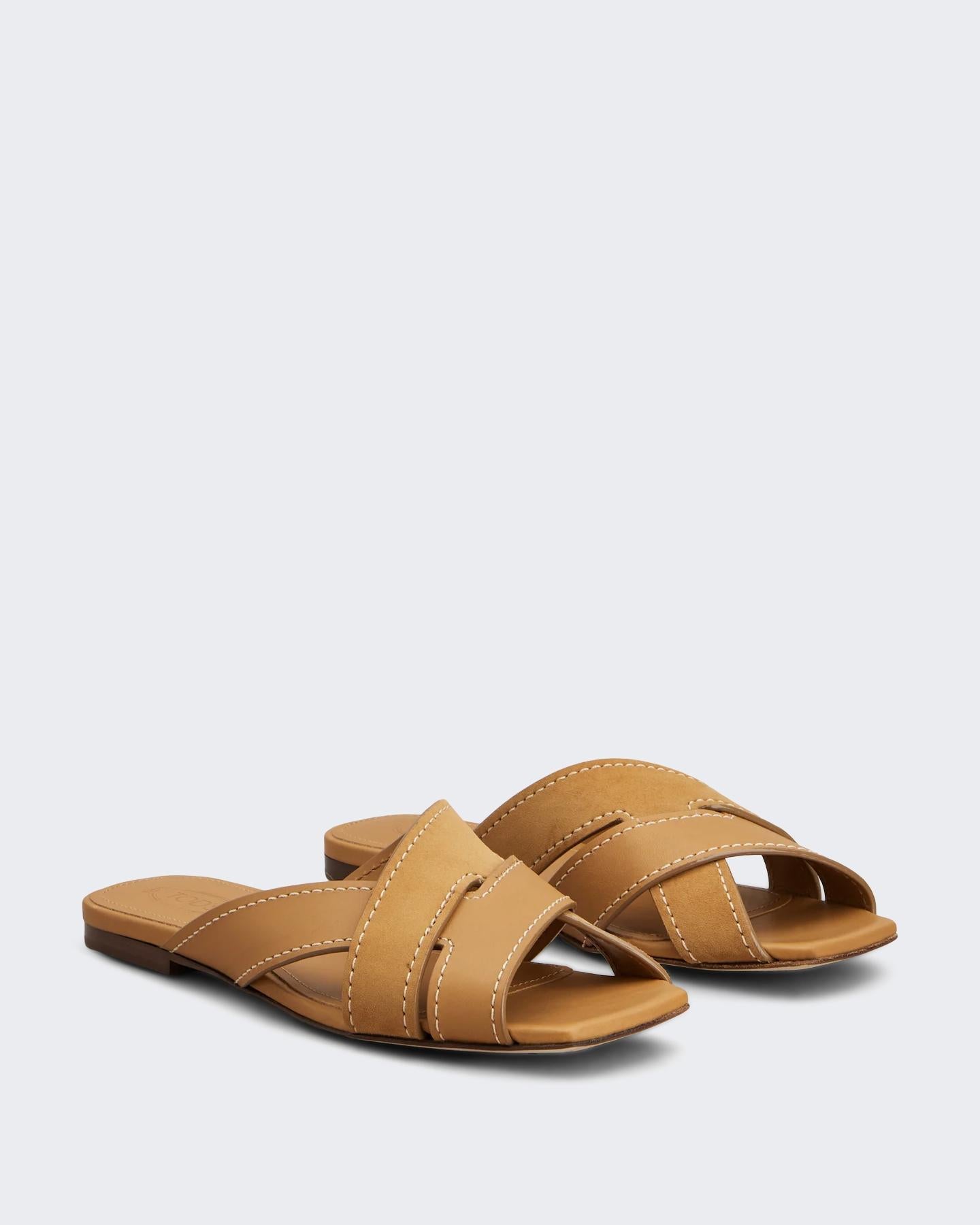 Dames Sand.Cuoio Flat 99L Fasce Incr