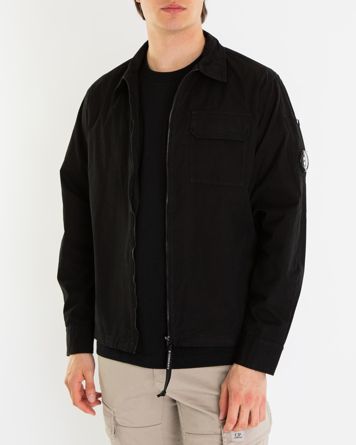 Heren Full Zip Overshirt Zwart