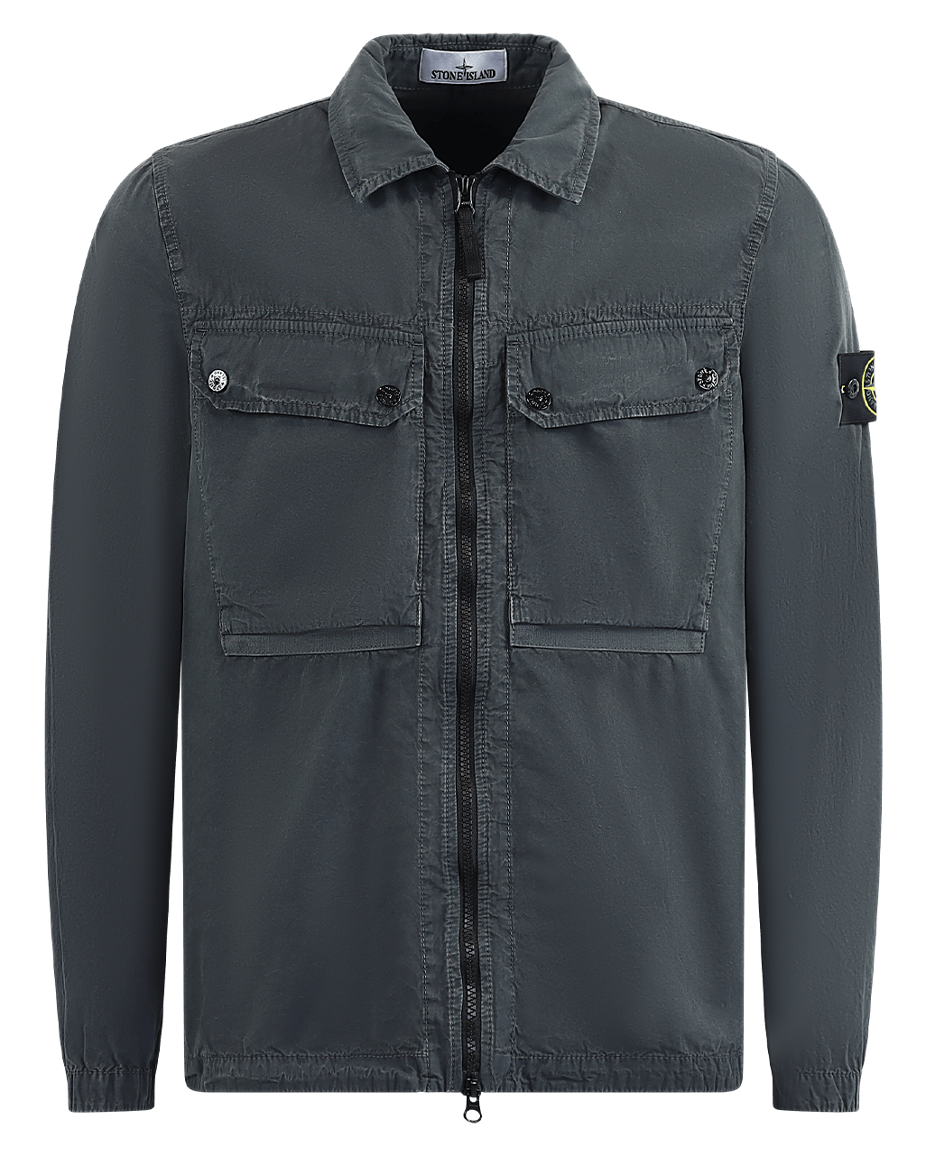 Heren Logo-Patch Overshirt Grijs