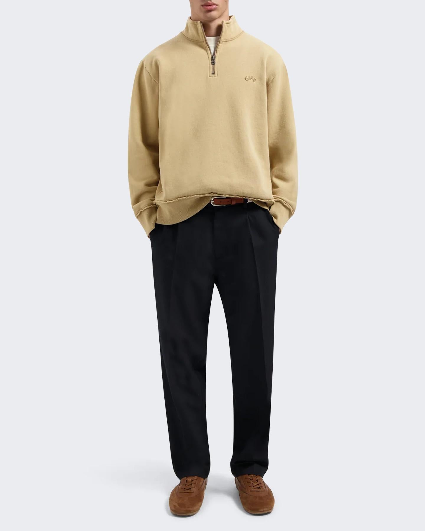 Heren Signature Zip Sweater Beige