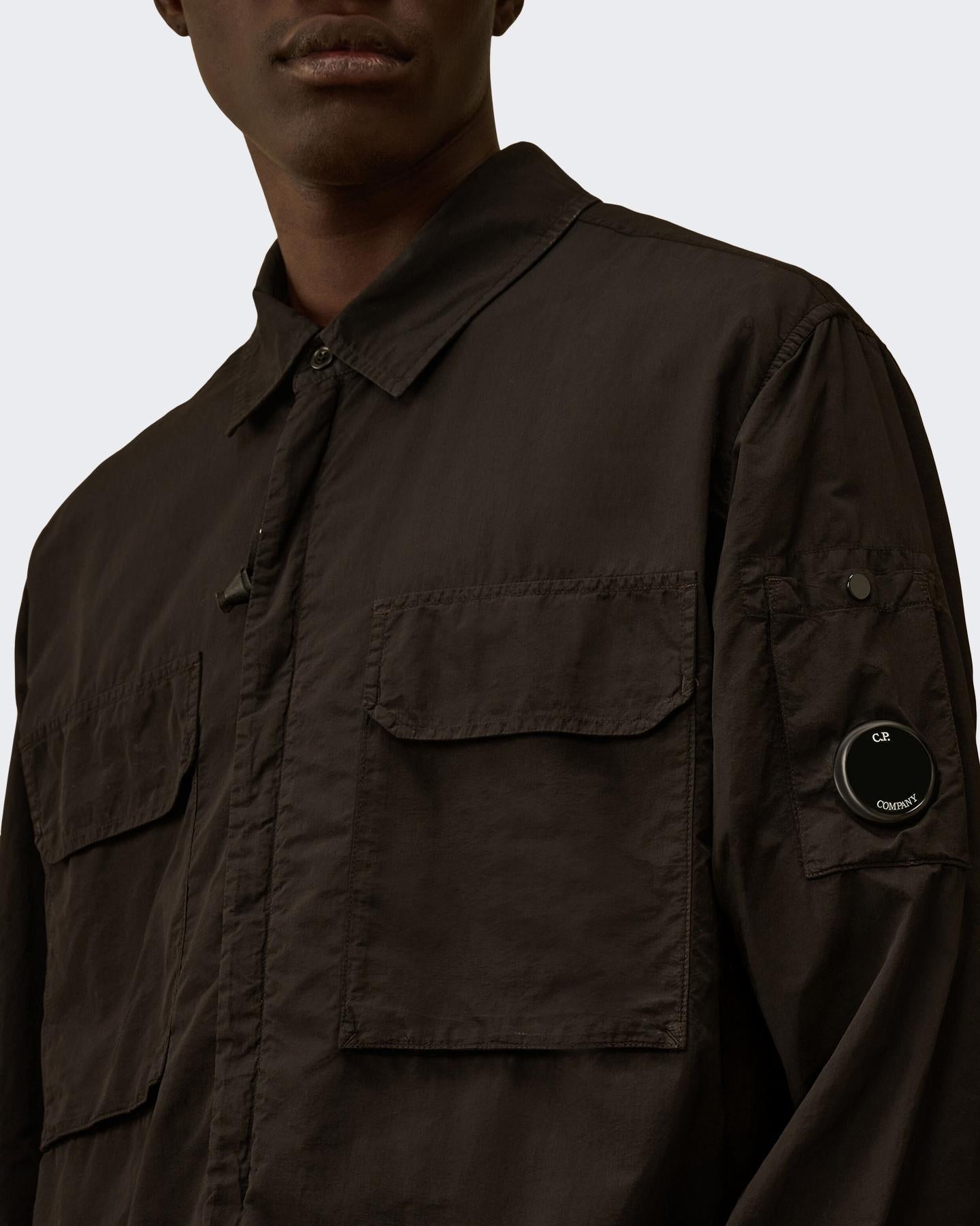 Heren Lens Zipped Overshirt Zwart