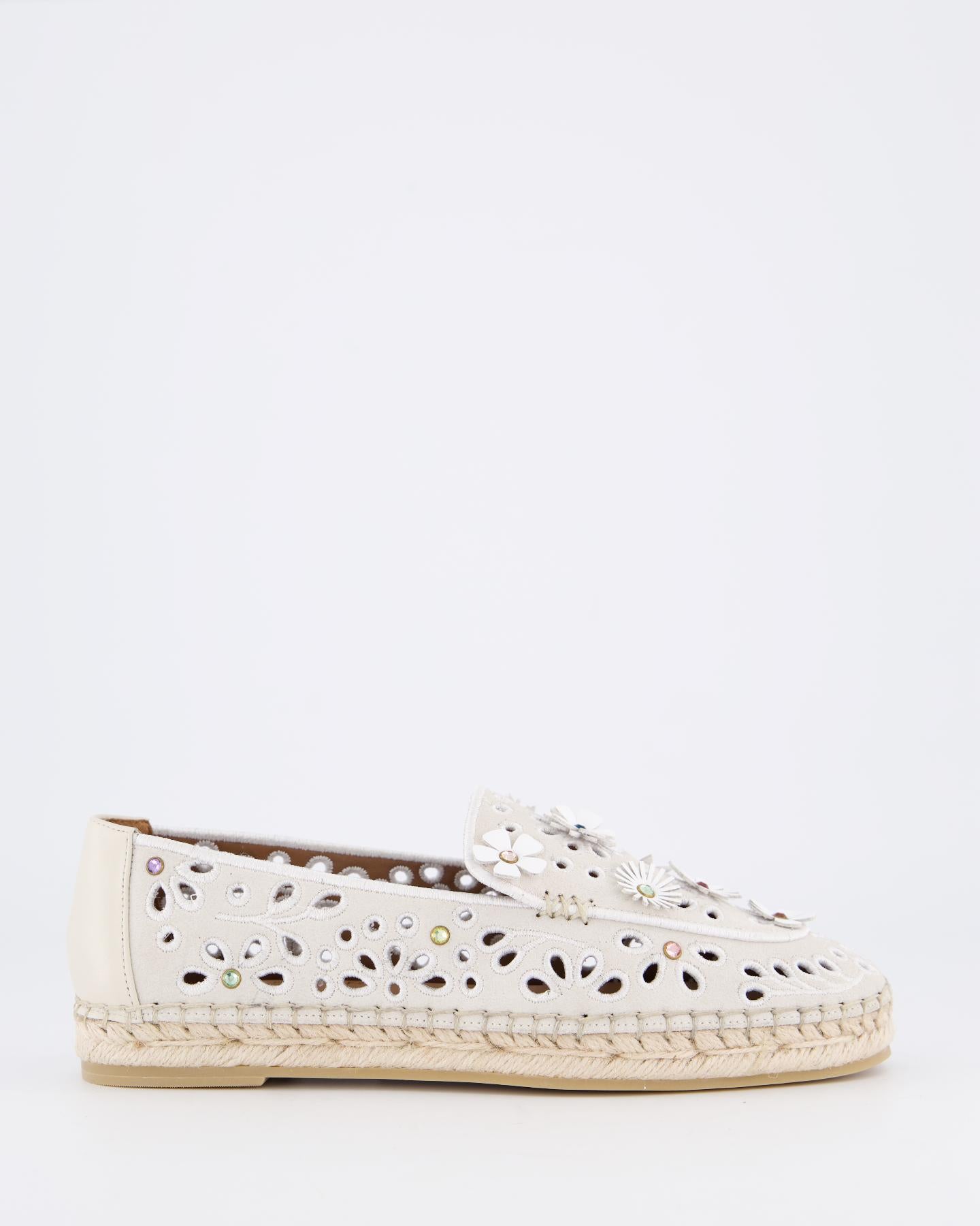 Dames Flower Espadrille Loafer Beige
