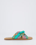 Damen Braided Slipper Metallic Grün