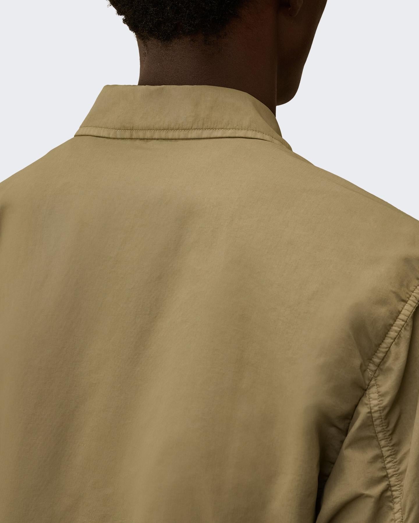 Heren Lens Zipped Overshirt Bruin