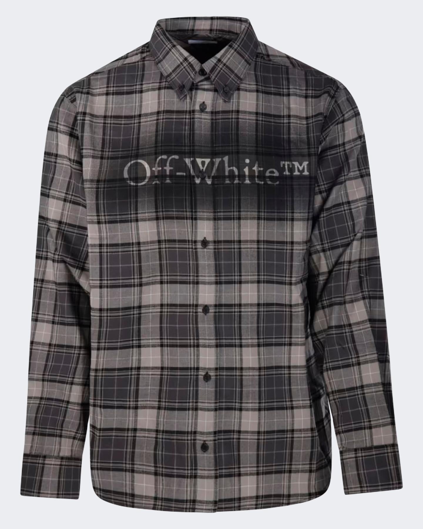 OFF WHITE Heren Spray Book Check Shirt Grijs