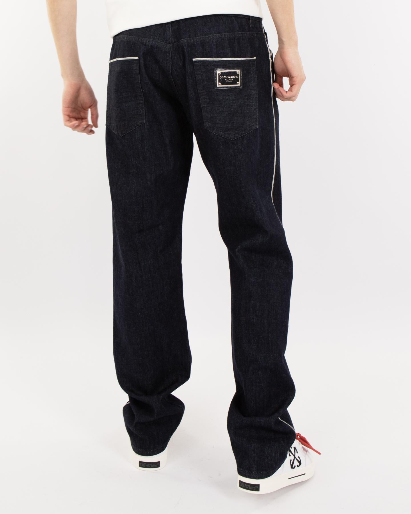 Heren Selvedge Denim Brandedtag Blau