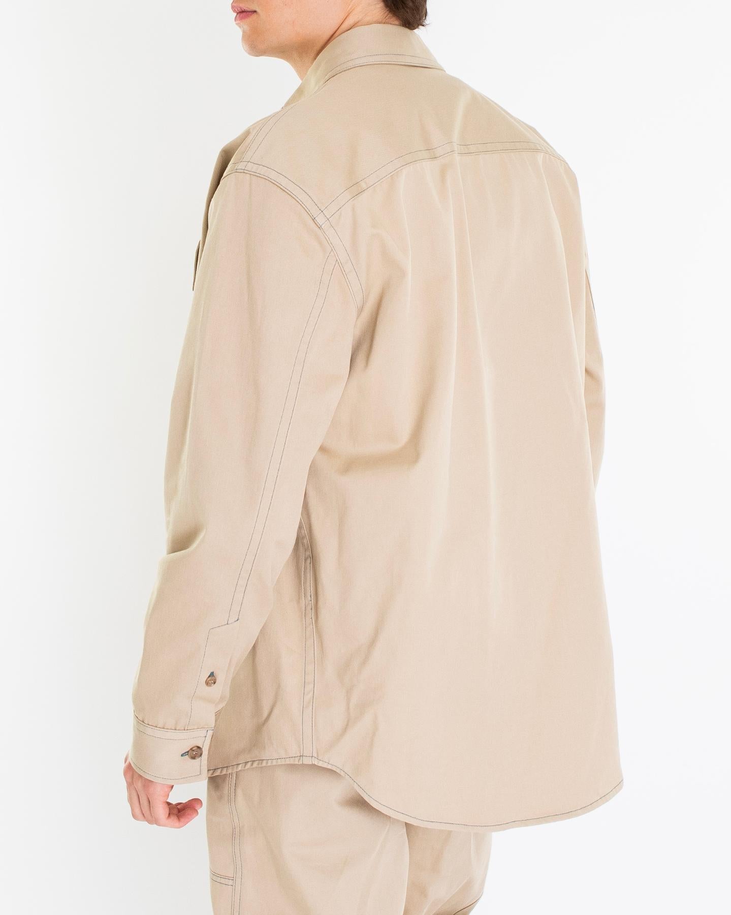 Heren Stitch Cotgab Overshirt Beige