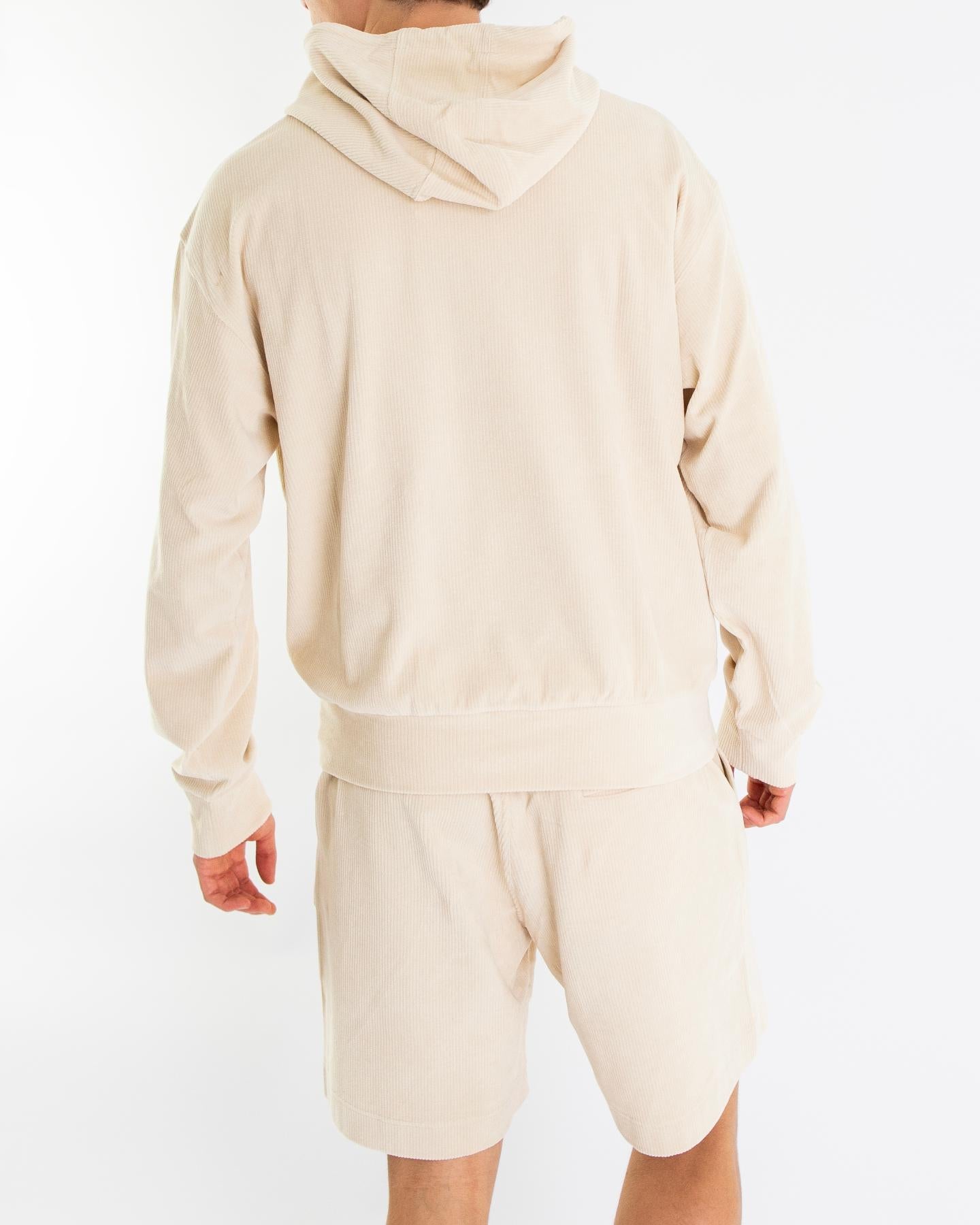 Heren Velvet Hoodie Beige