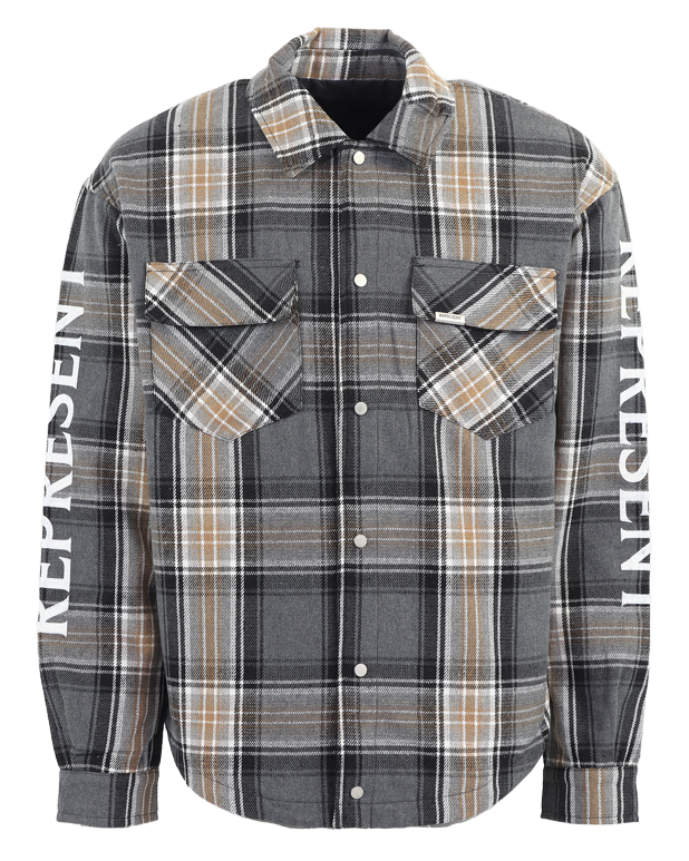 Heren Quilted Flannel Shirt Grijs