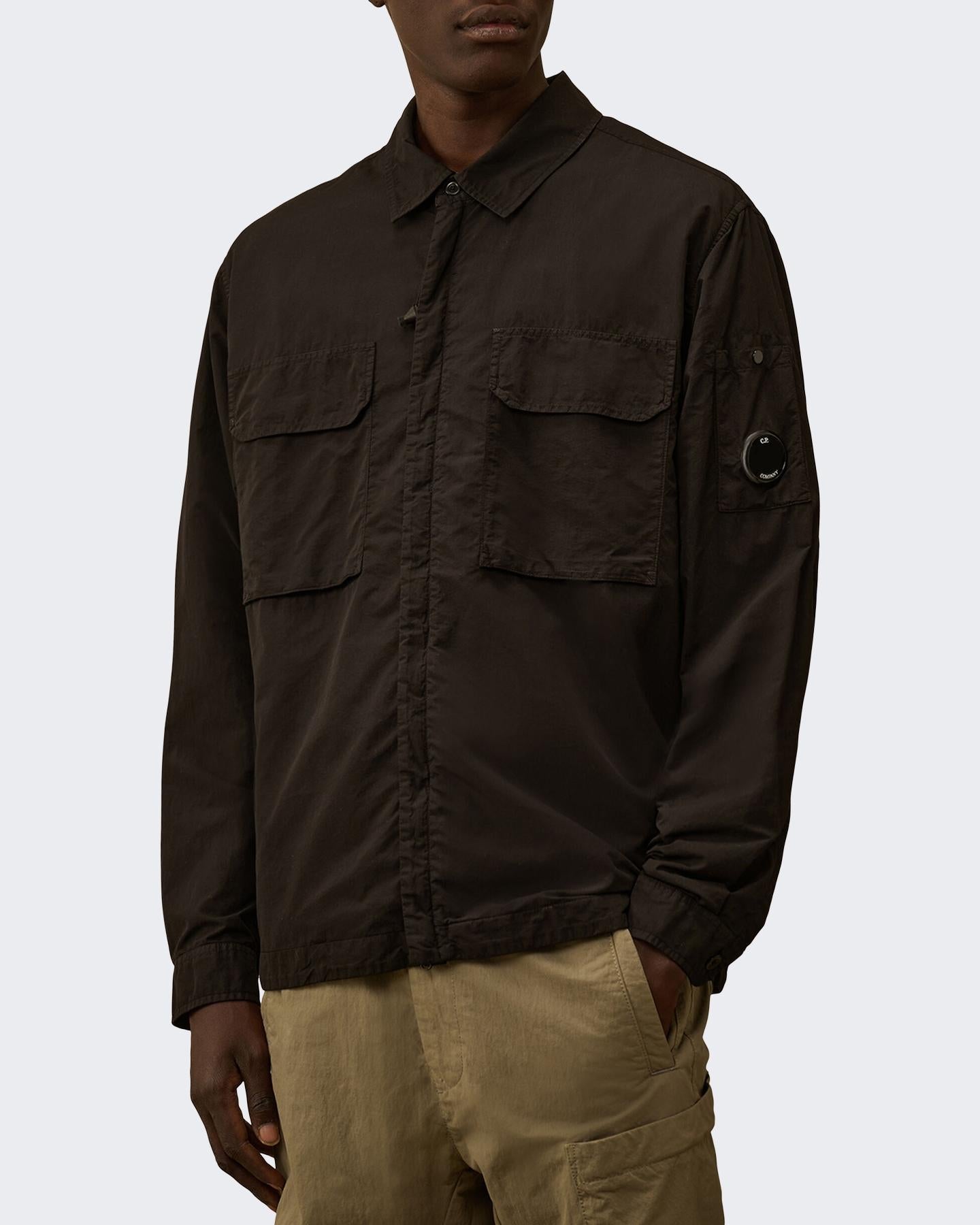 Heren Lens Zipped Overshirt Zwart