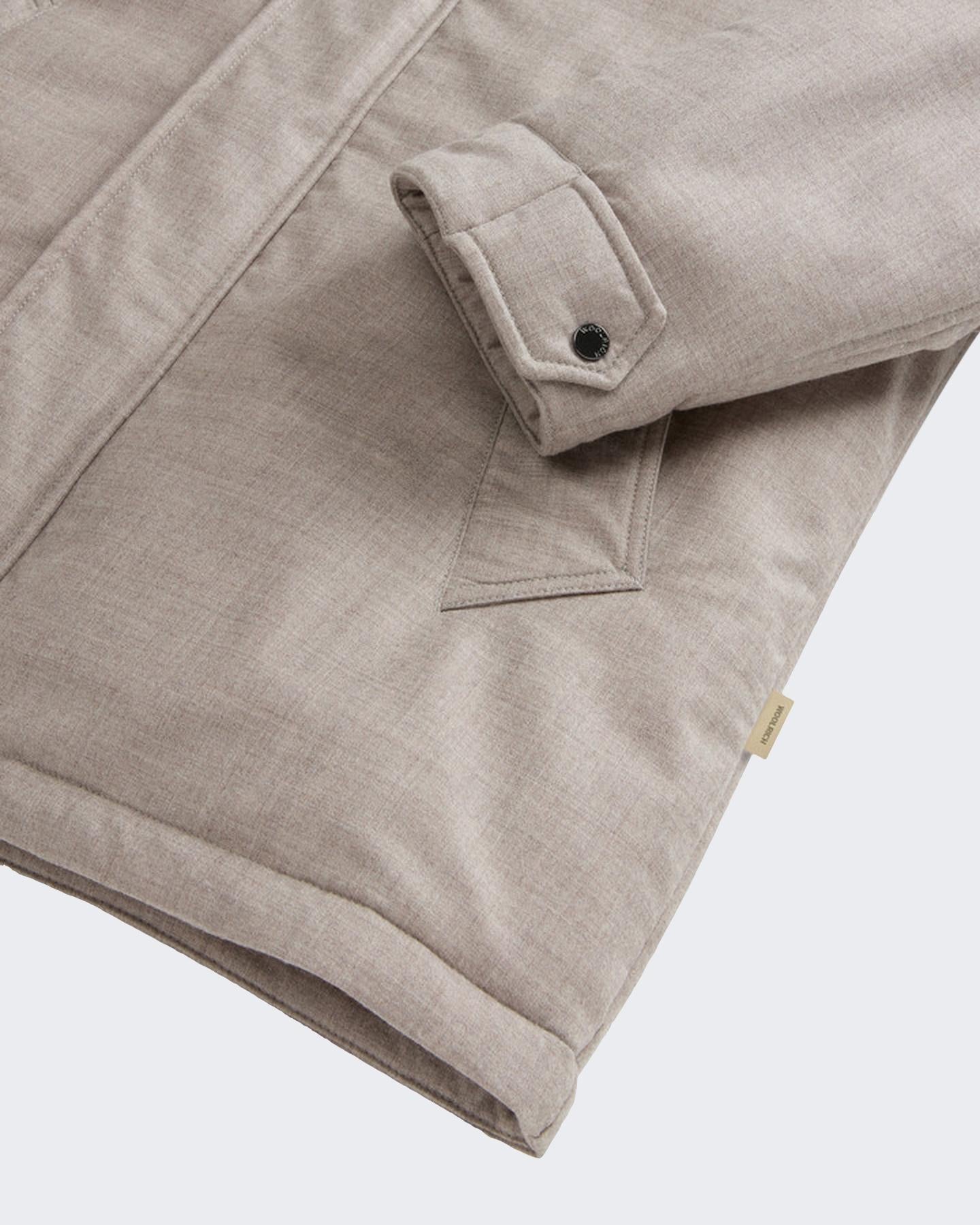 Heren Wool Silk Short Parka Beige