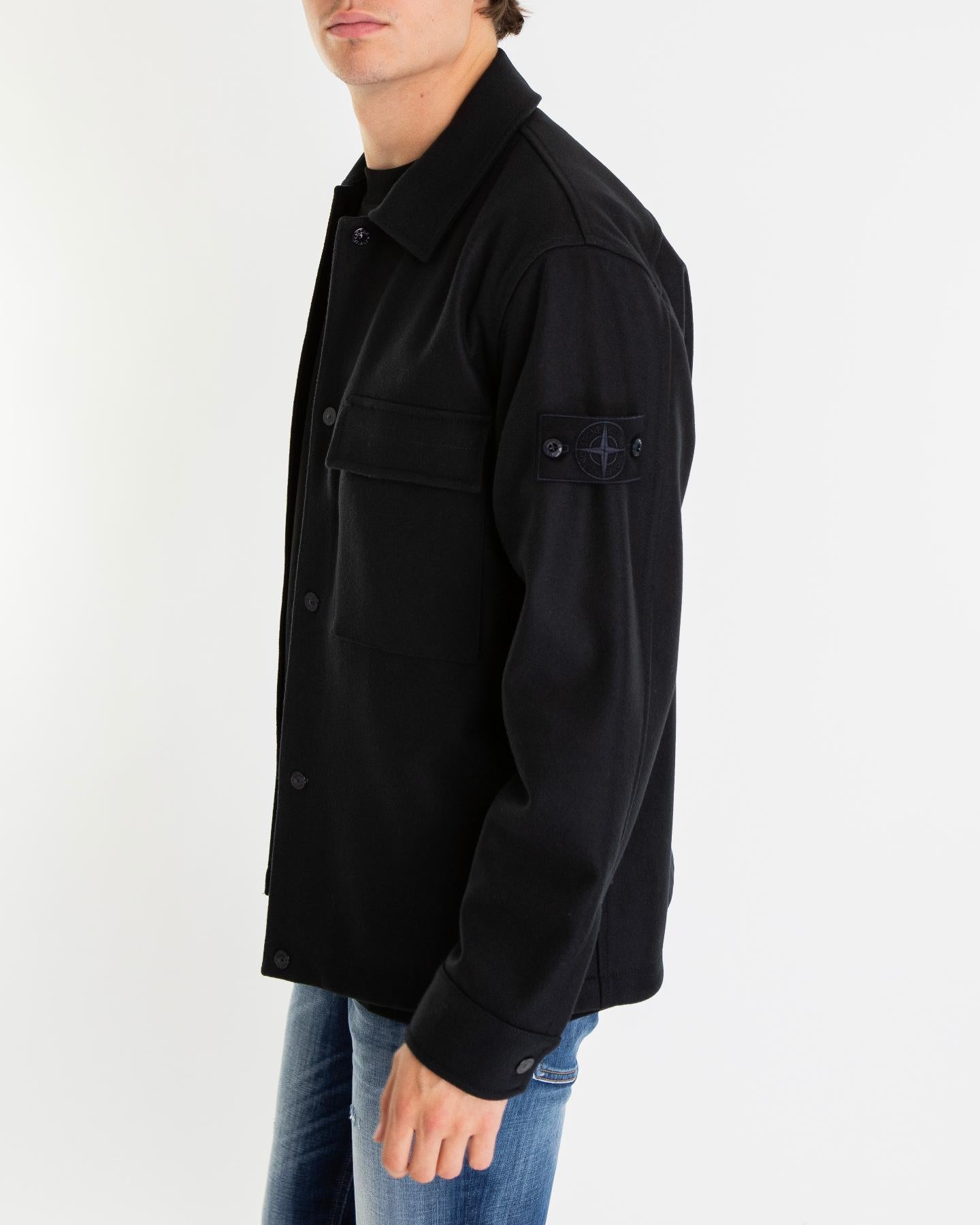 Heren BlackLogopatch Overshirt Zwart