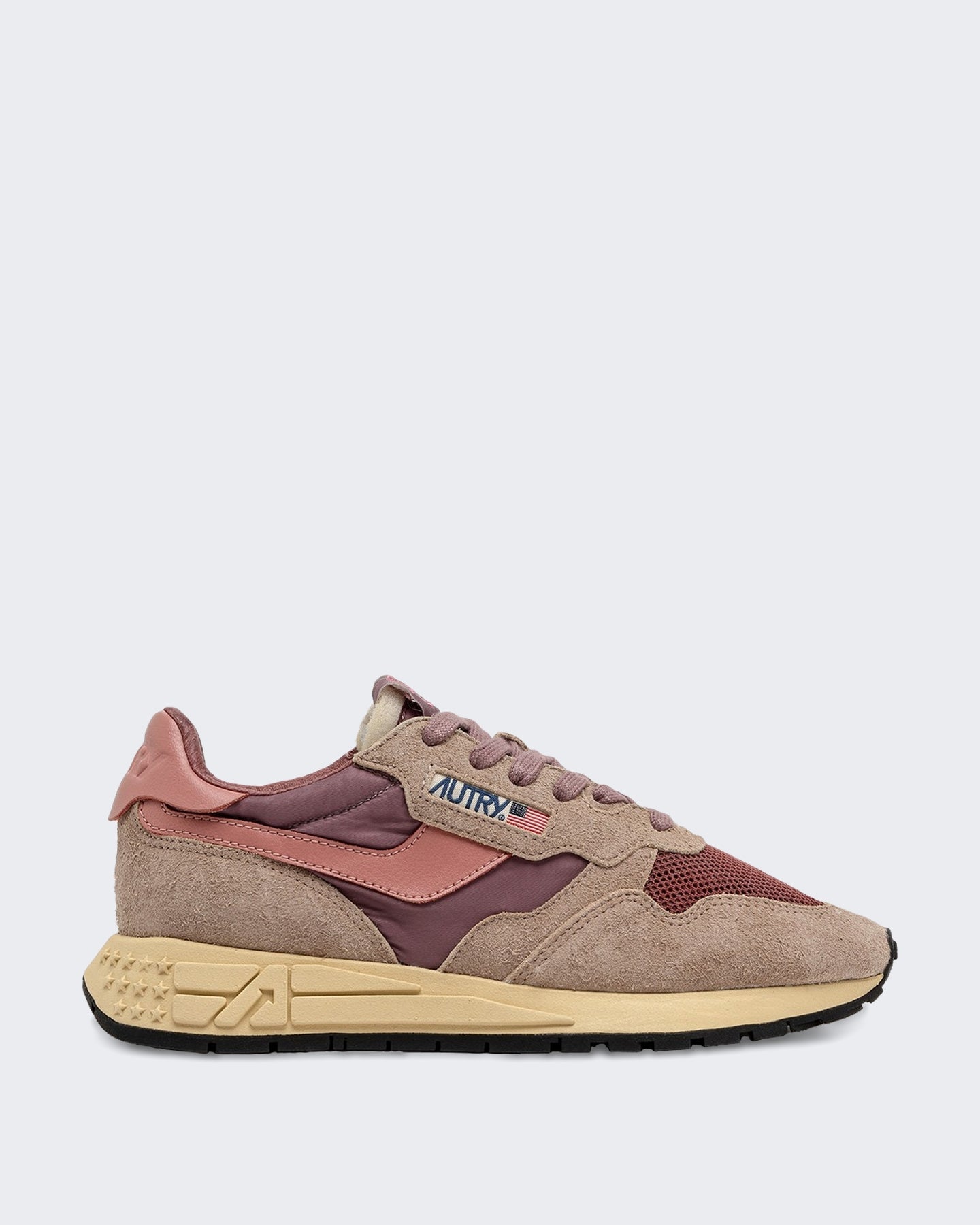 Autry Dames Reelwind Low sneakers suède met netdetail Beige - Eleganza.nl