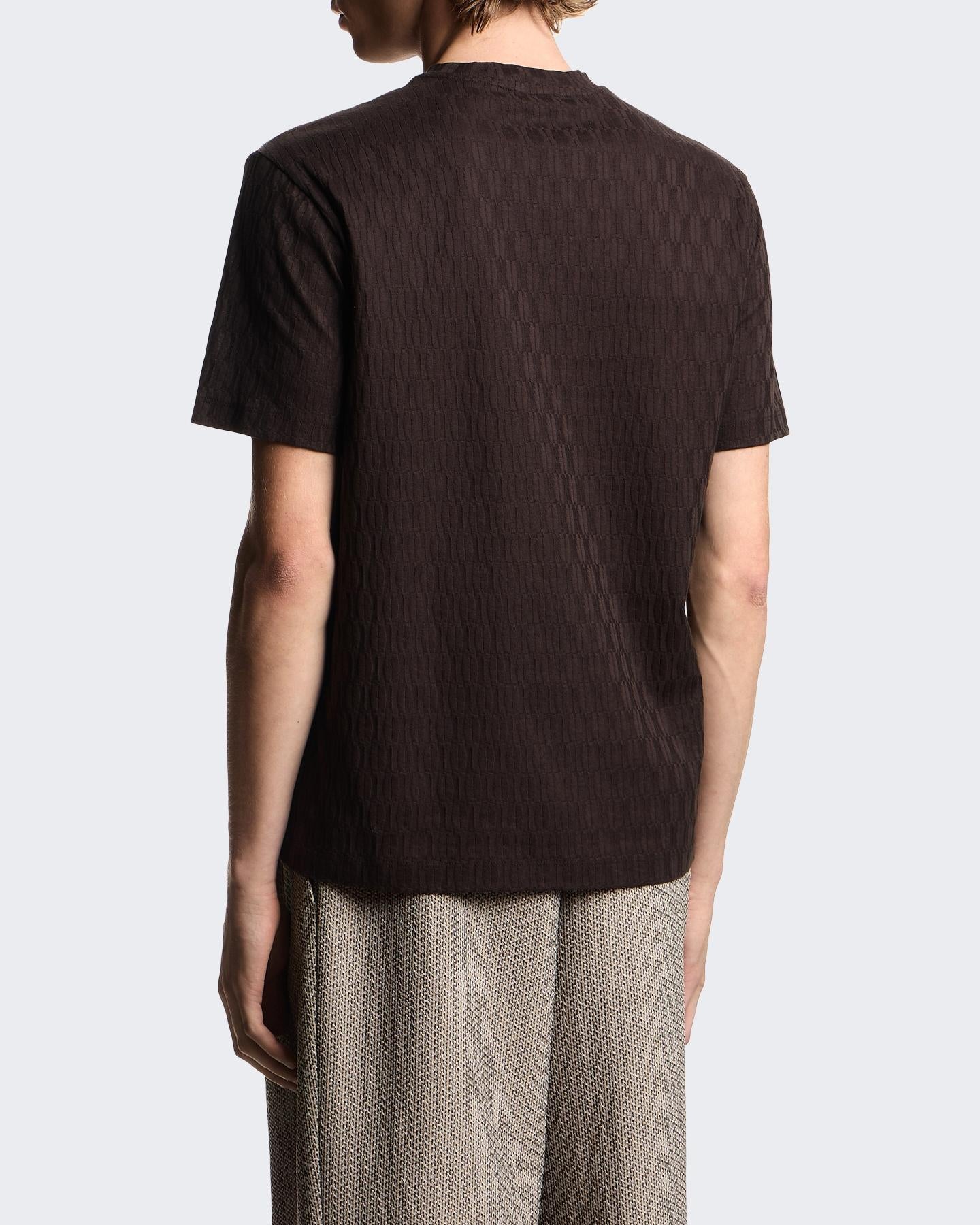 Heren Jacquard Jersey Shirt Bruin