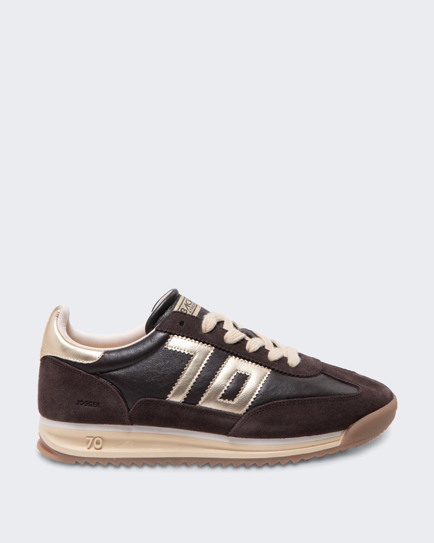 Back 70 Dames Jogger sneaker nappa leer Bruin - Eleganza.nl