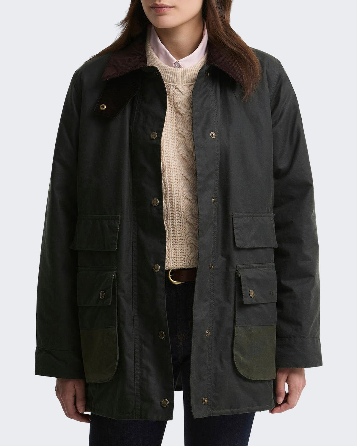 Barbour Dames Modern Border waxjas Groen - Eleganza.nl