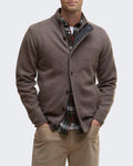 Herren Essential Patch gebreide cardigan met rits Donkersteen