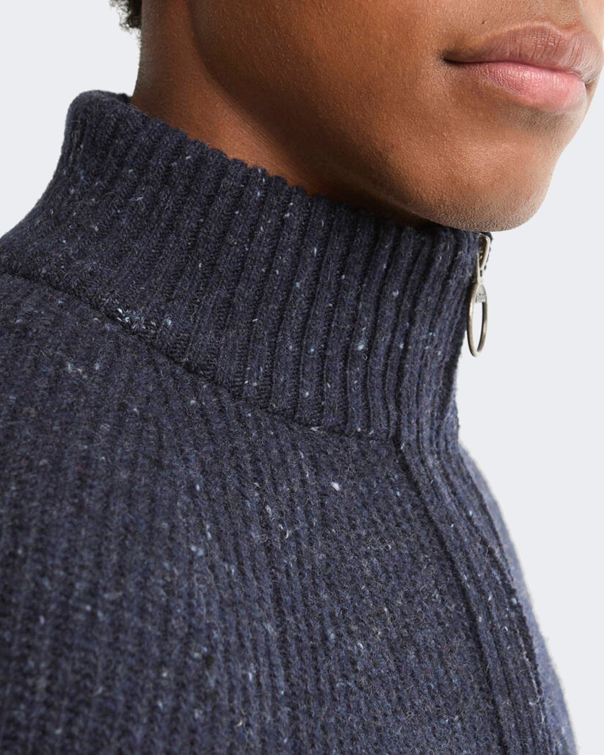 Barbour Heren Essentials gemêleerde trui met halve rits Blauw - Eleganza.nl