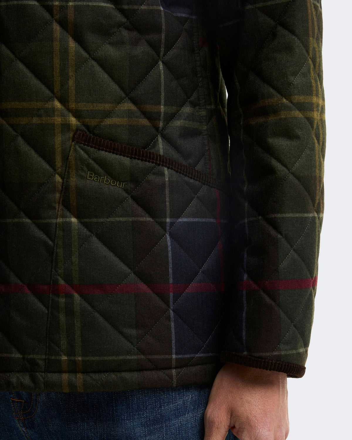 Barbour Heren Heritage Liddesdale gewatteerde jas met tartan Groen - Eleganza.nl