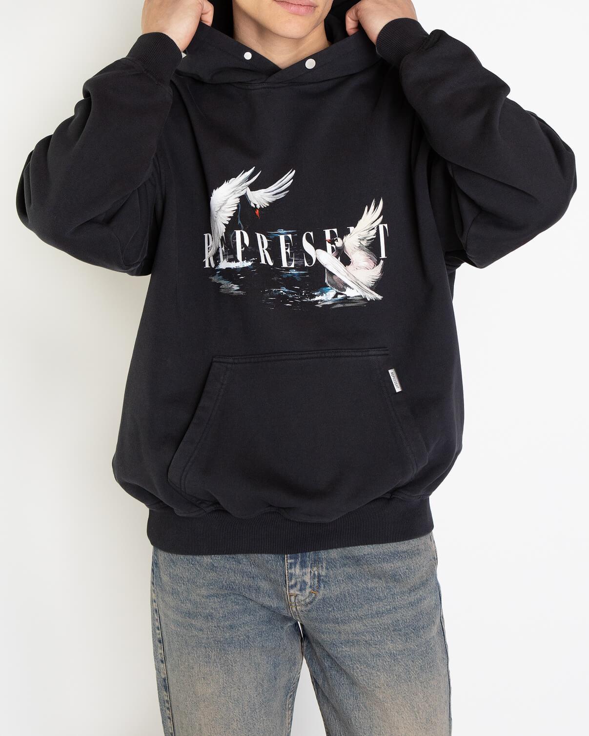 Heren Swan Hoodie Zwart