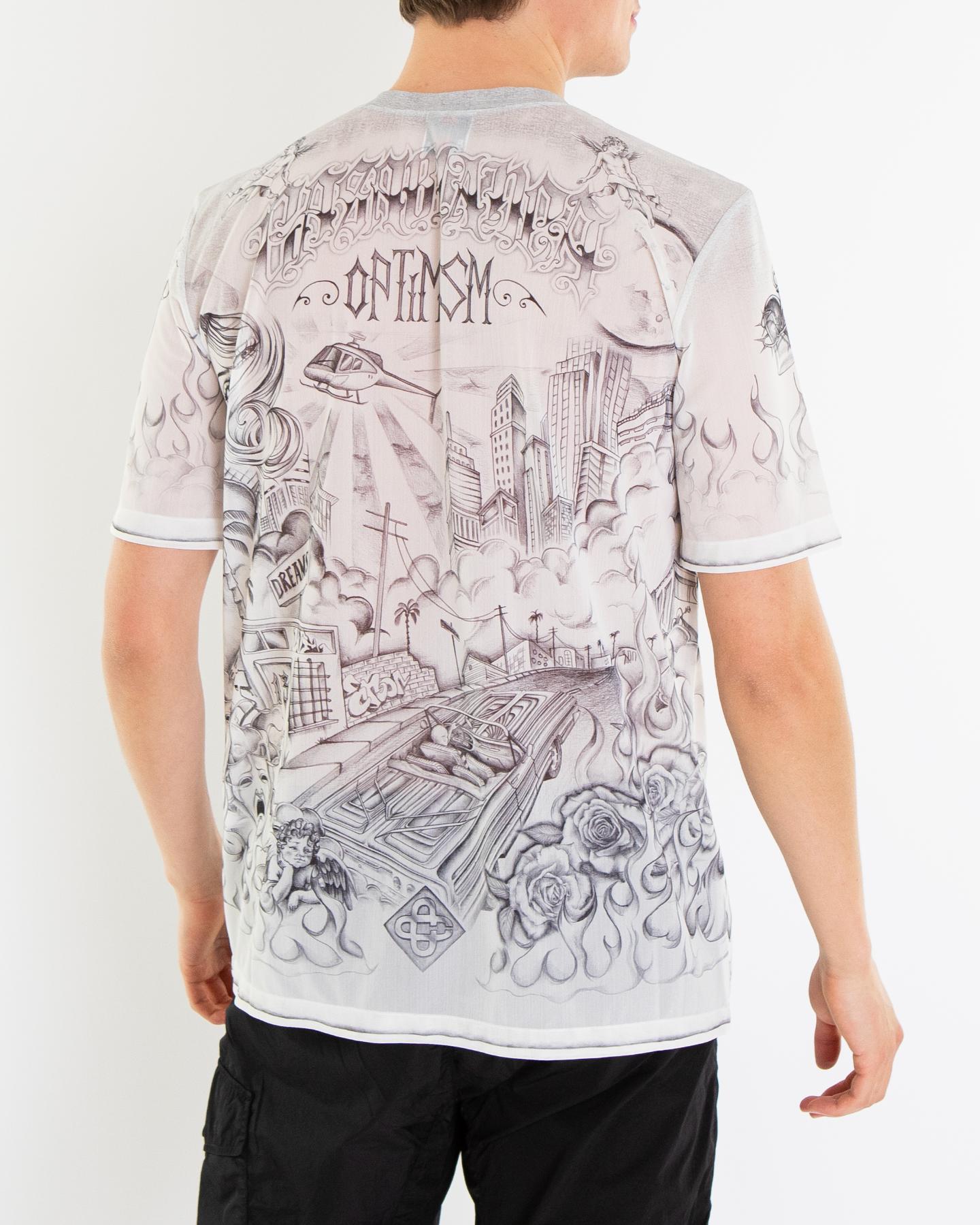 【関税込み】Casablanca グレー Tattoo メッシュ Tシャツ Casablanca tattoo-print Mesh T-shirt | Grey | FARFETCH GE