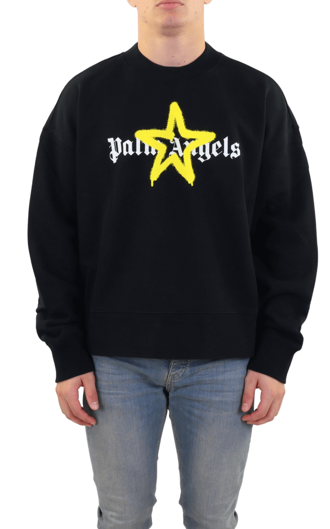 Heren Star Sprayed Sweater Zwart