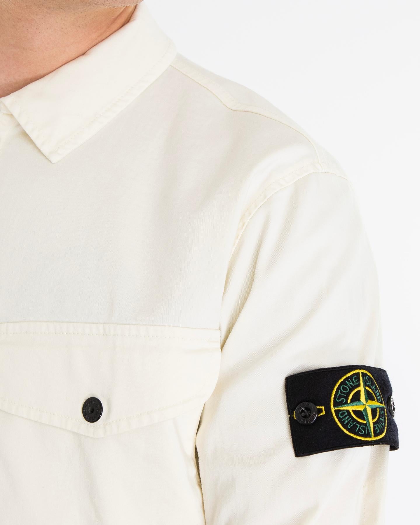 Heren LogoPatch Zip Up Overshirt Wit