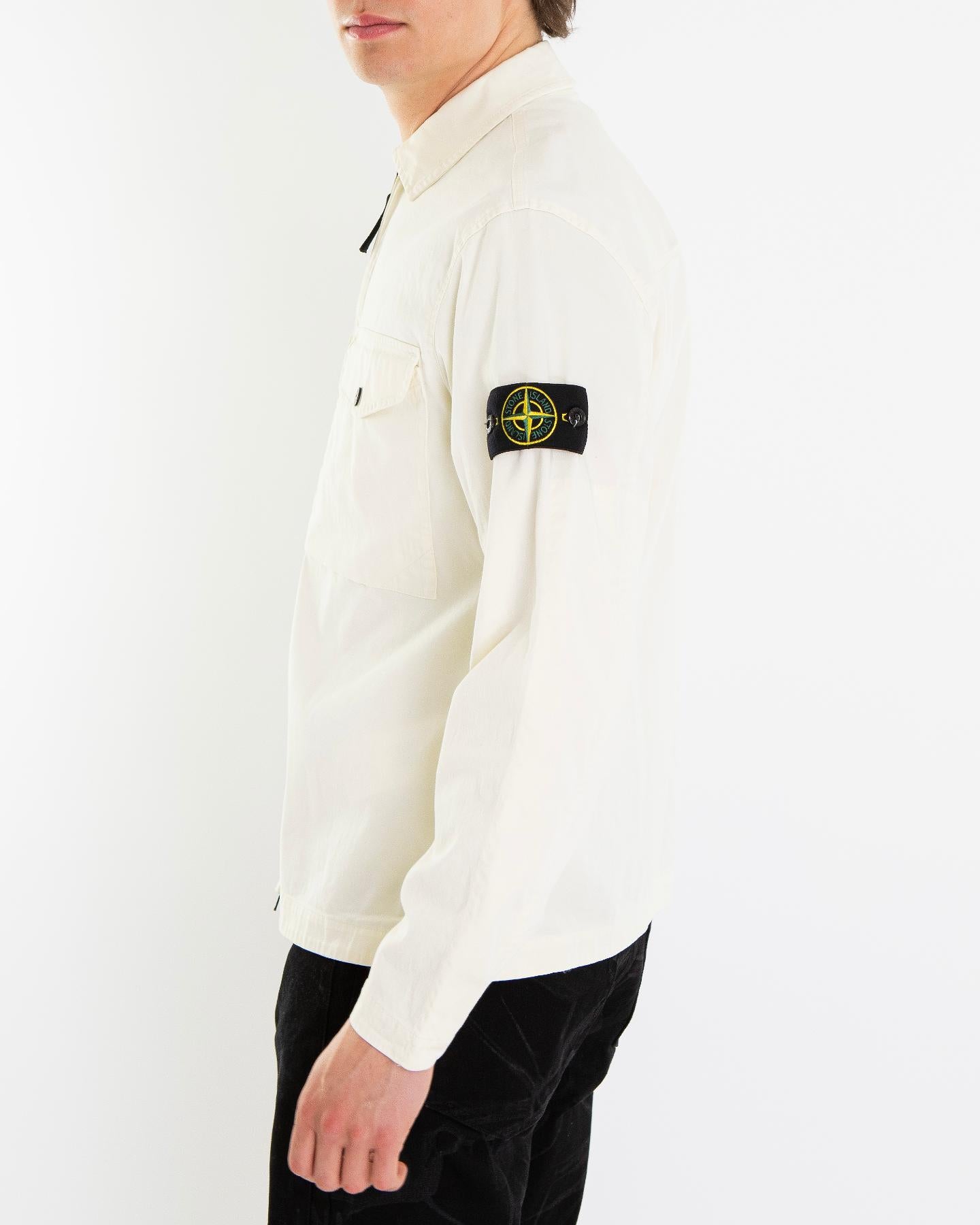 Heren LogoPatch Zip Up Overshirt Wit