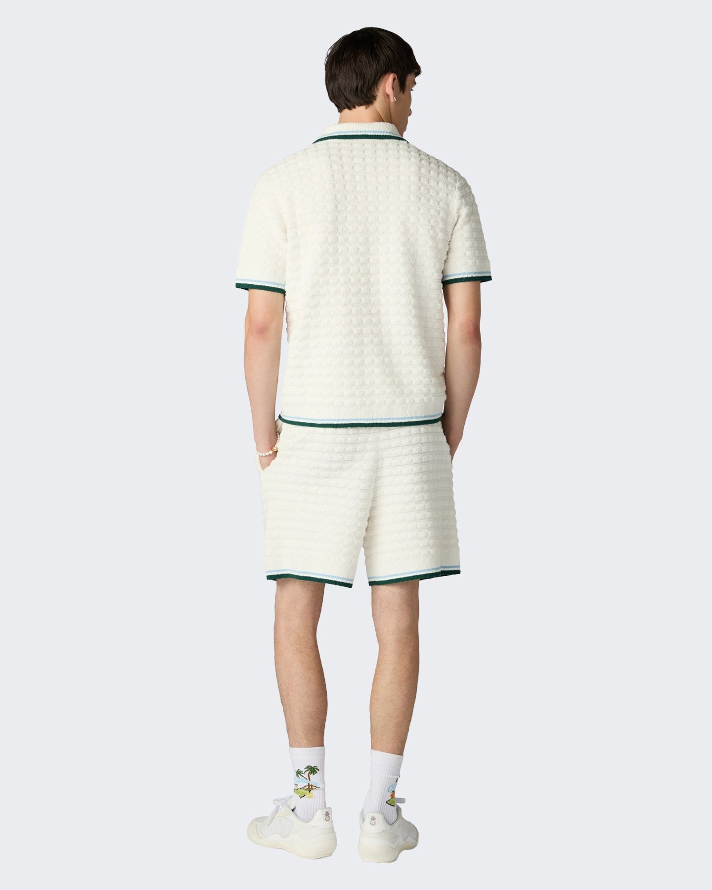 Casablanca Heren Boucle Short Sleeve Polo Wit - Eleganza.nl