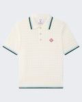 Heren Boucle Short Sleeve Polo Wit — huidige kleur